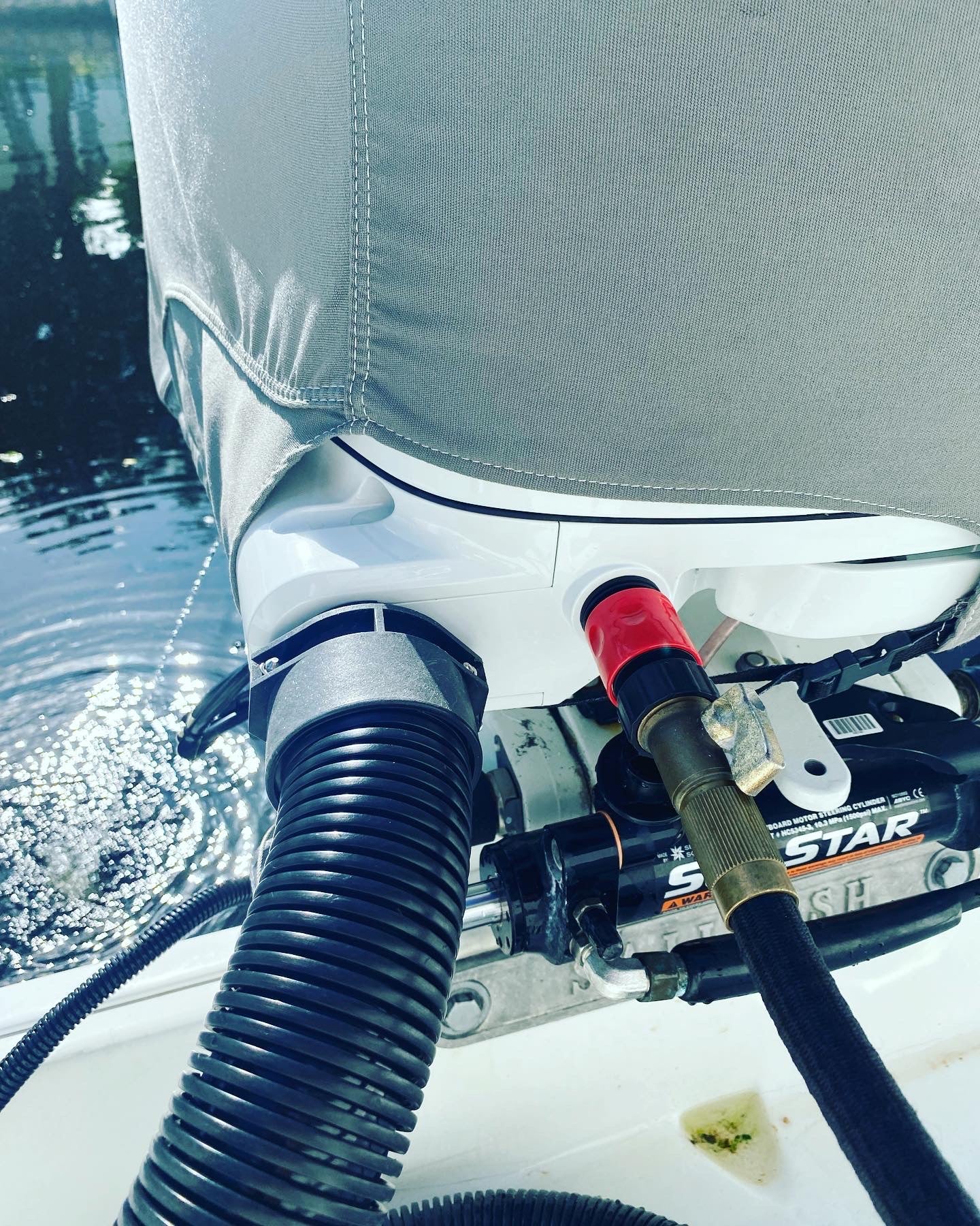 Suzuki Outboard Flush Quick Connect in action.